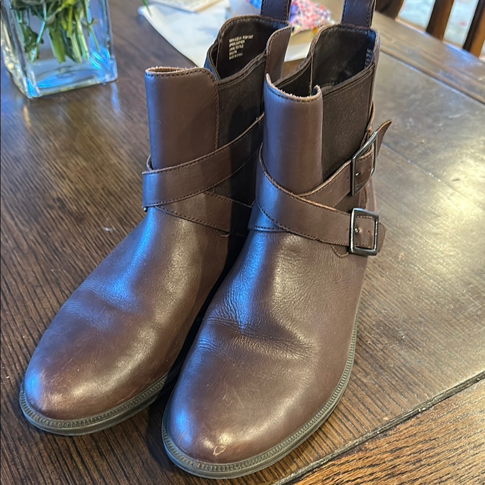 Brown Ankle Boots with Buckle Detail